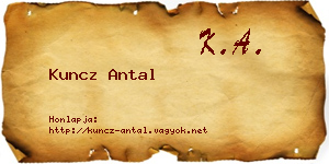 Kuncz Antal névjegykártya